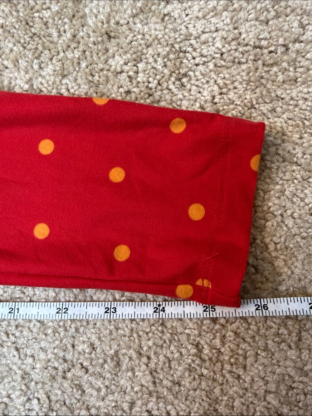 LuLaRoe Print Legging Red Leggings with Yellow Polka Dots One Size - Picture 8 of 10